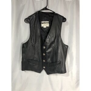 Vintage Continental Leather Fashions Leather Vest Size 44 Buffalo Nickel Buttons
